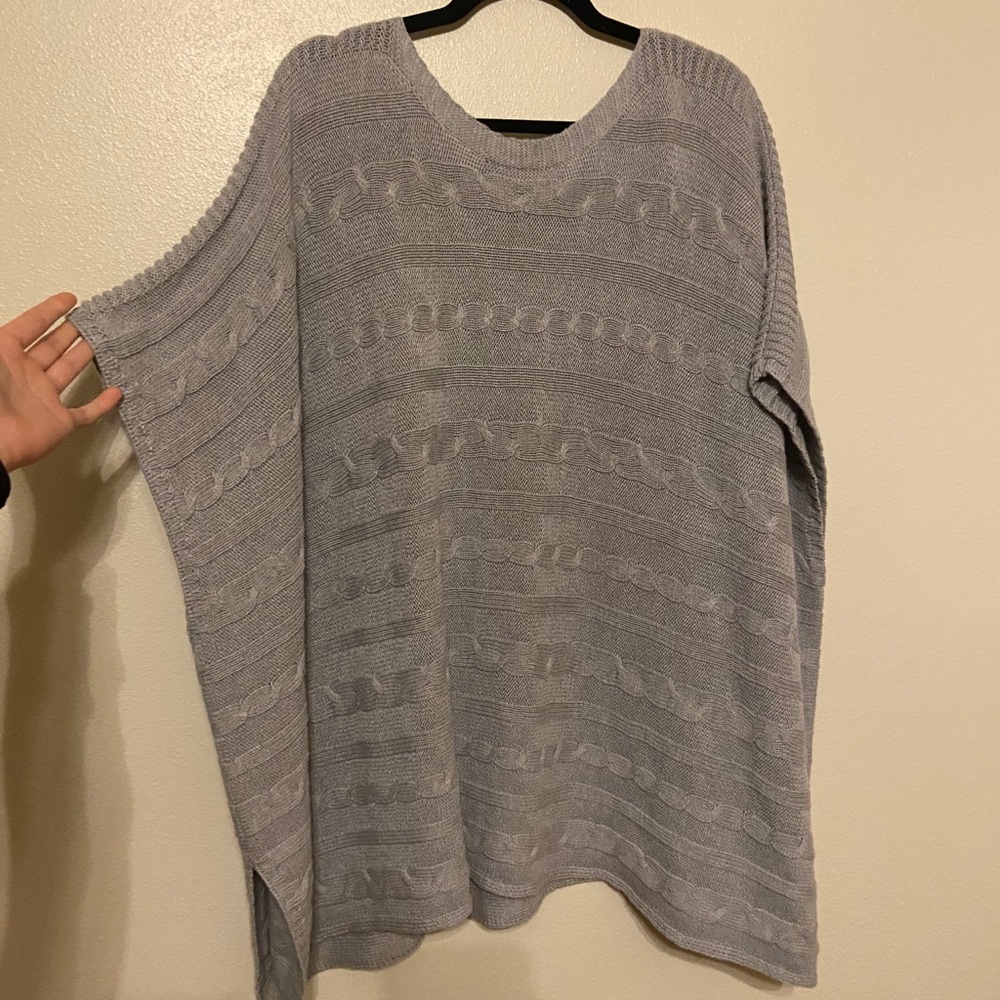Grey Knit Poncho
